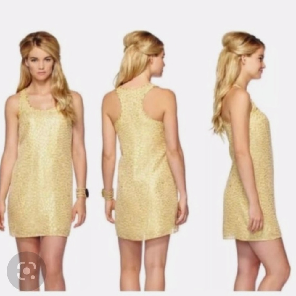 Lilly Pulitzer Gold Leopard Party Dress Size Small - Great condition